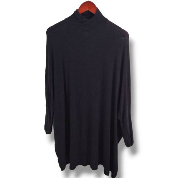 Free People Sweaters - We The Free Top Sz M Light Knit Jersey Tunic Black High  Neck Batwing Sleeves